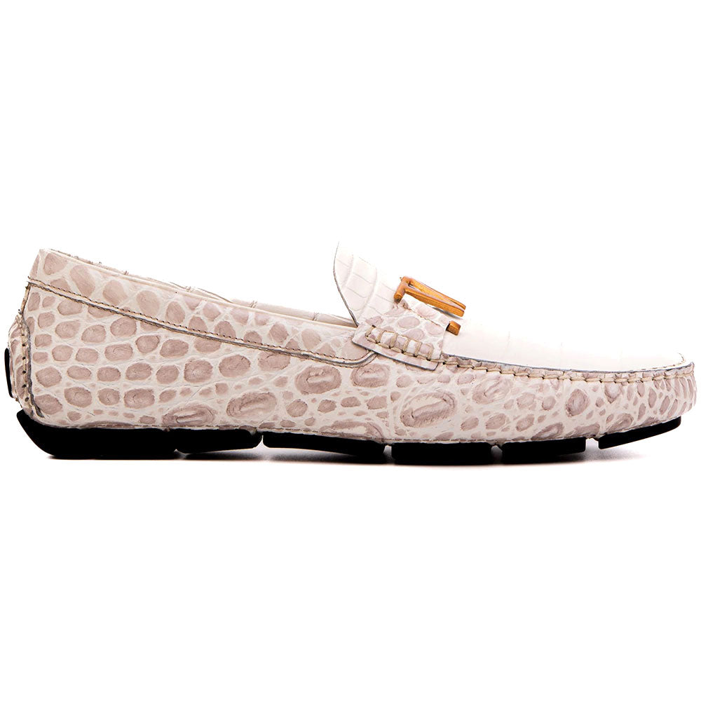 Vinci Leather The Marbella Crocodile Embossed Driver Loafer Himalaya
