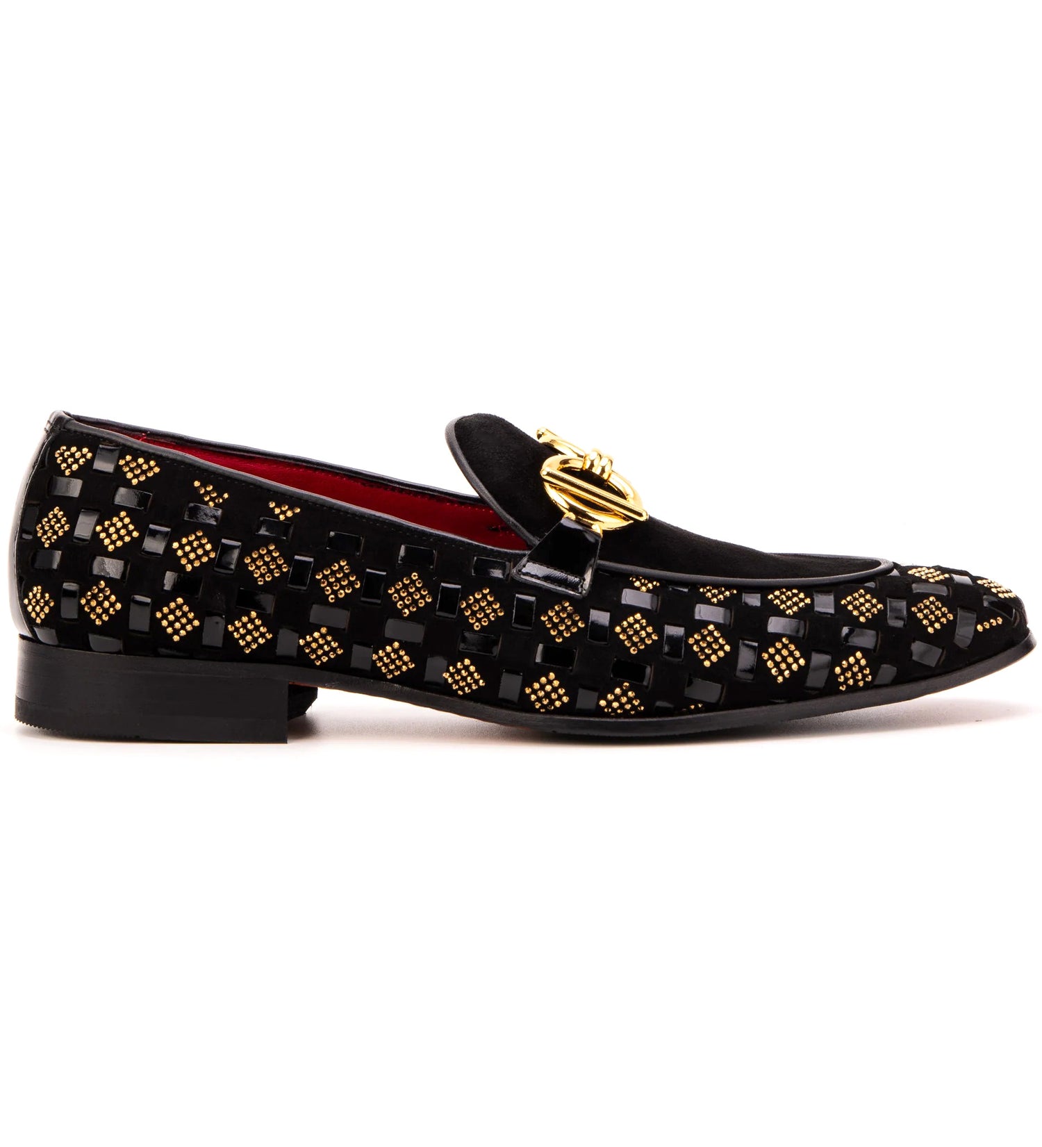 Vinci Leather The Monteluce Suede & Patent Leather Bit Loafer Black