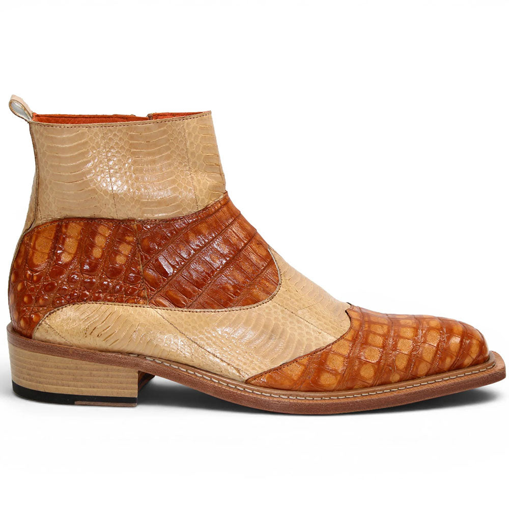 Fennix Jesse Genuine Crocodile Zipper Boot Cuoio / Beige