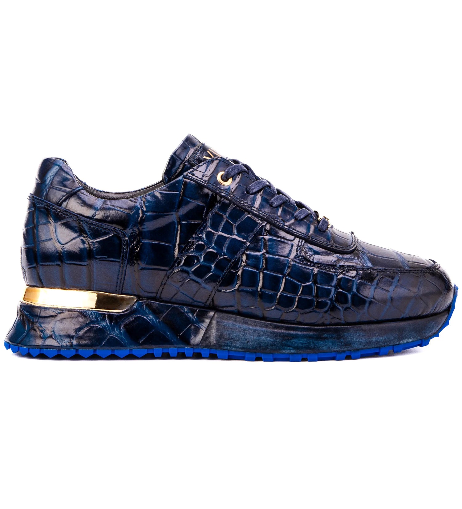 Vinci Leather The Valeron Genuine Crocodile Sneaker Navy
