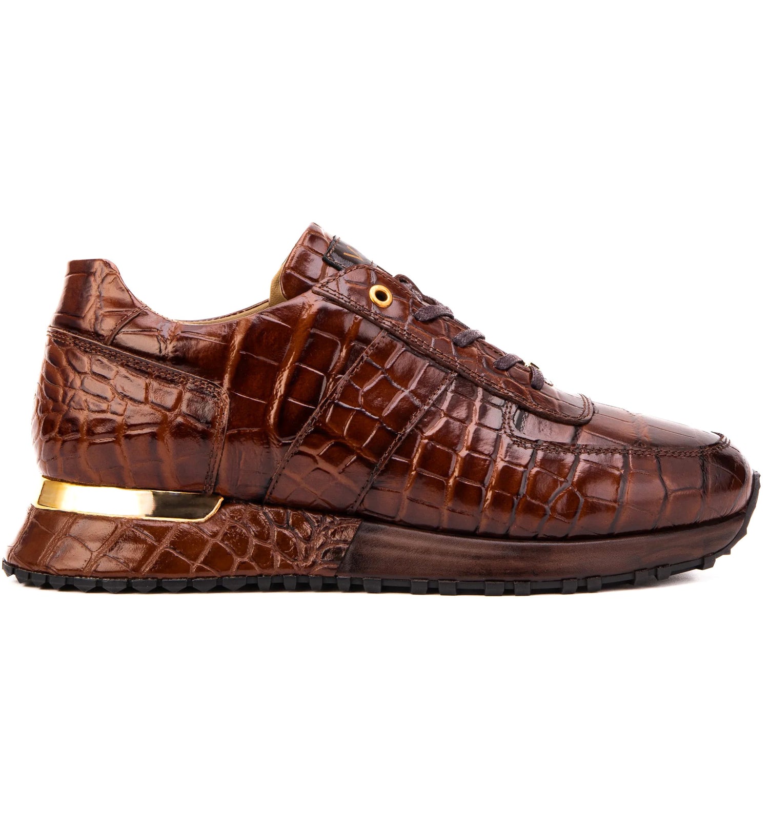 Vinci Leather The Valeron Genuine Crocodile Sneaker Tan