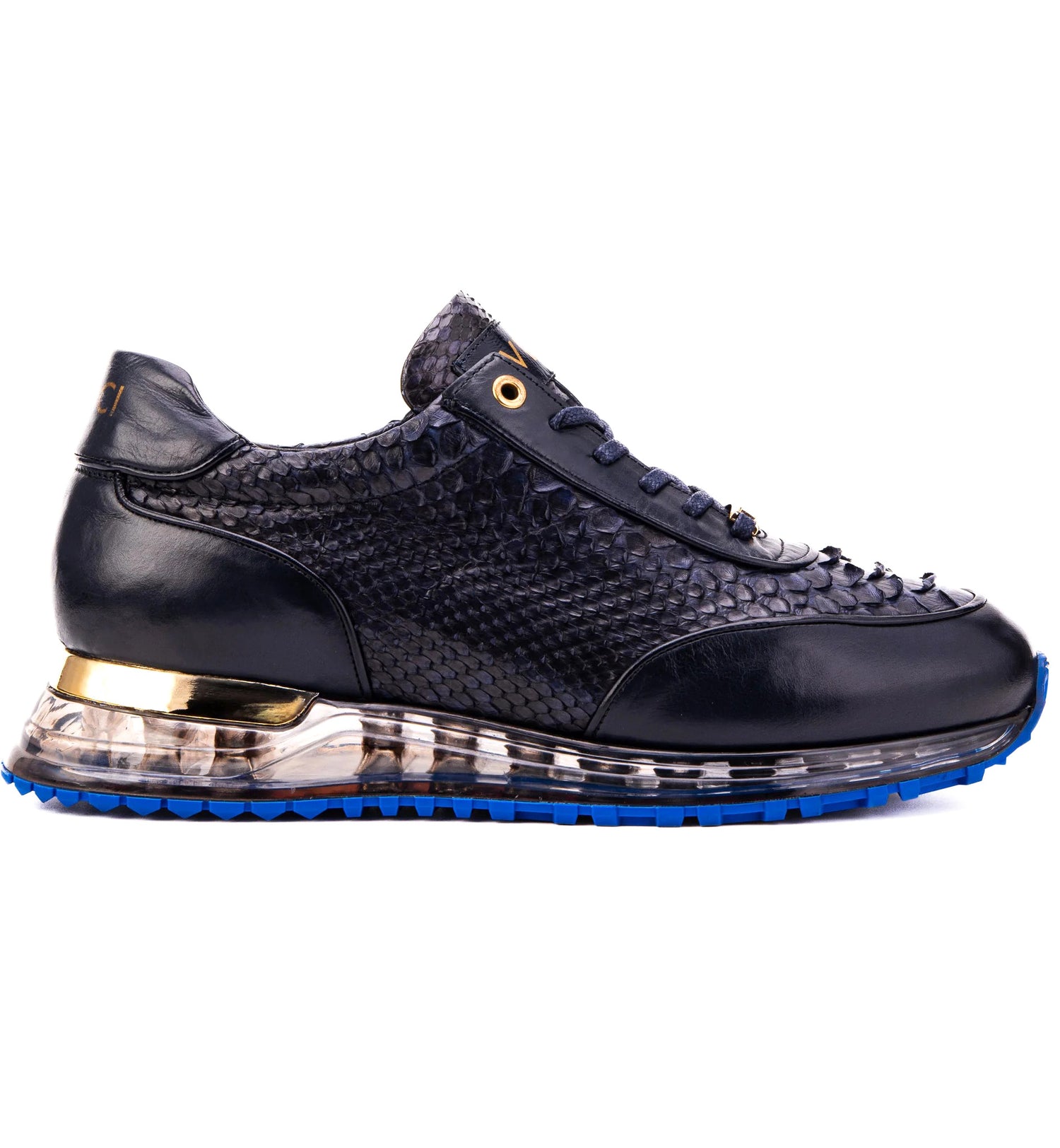 Vinci Leather The Aetheris Genuine Python & Calfskin Sneaker Navy