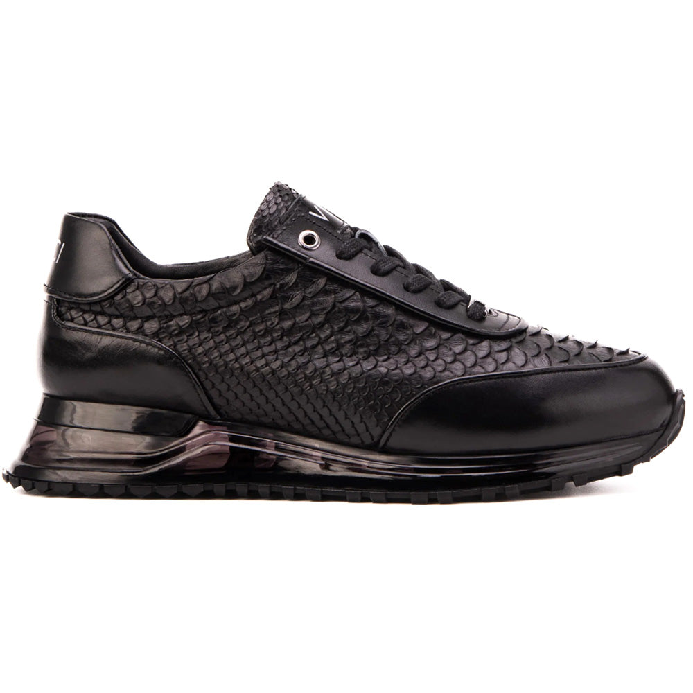 Vinci Leather The Aetheris Genuine Python & Calfskin Sneaker Black