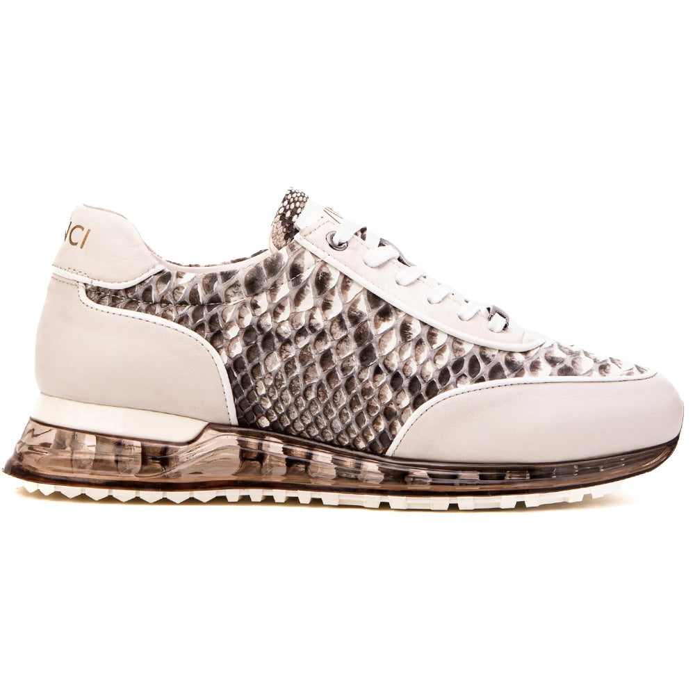 Vinci Leather The Aetheris Genuine Python & Calfskin Sneaker Natural / White