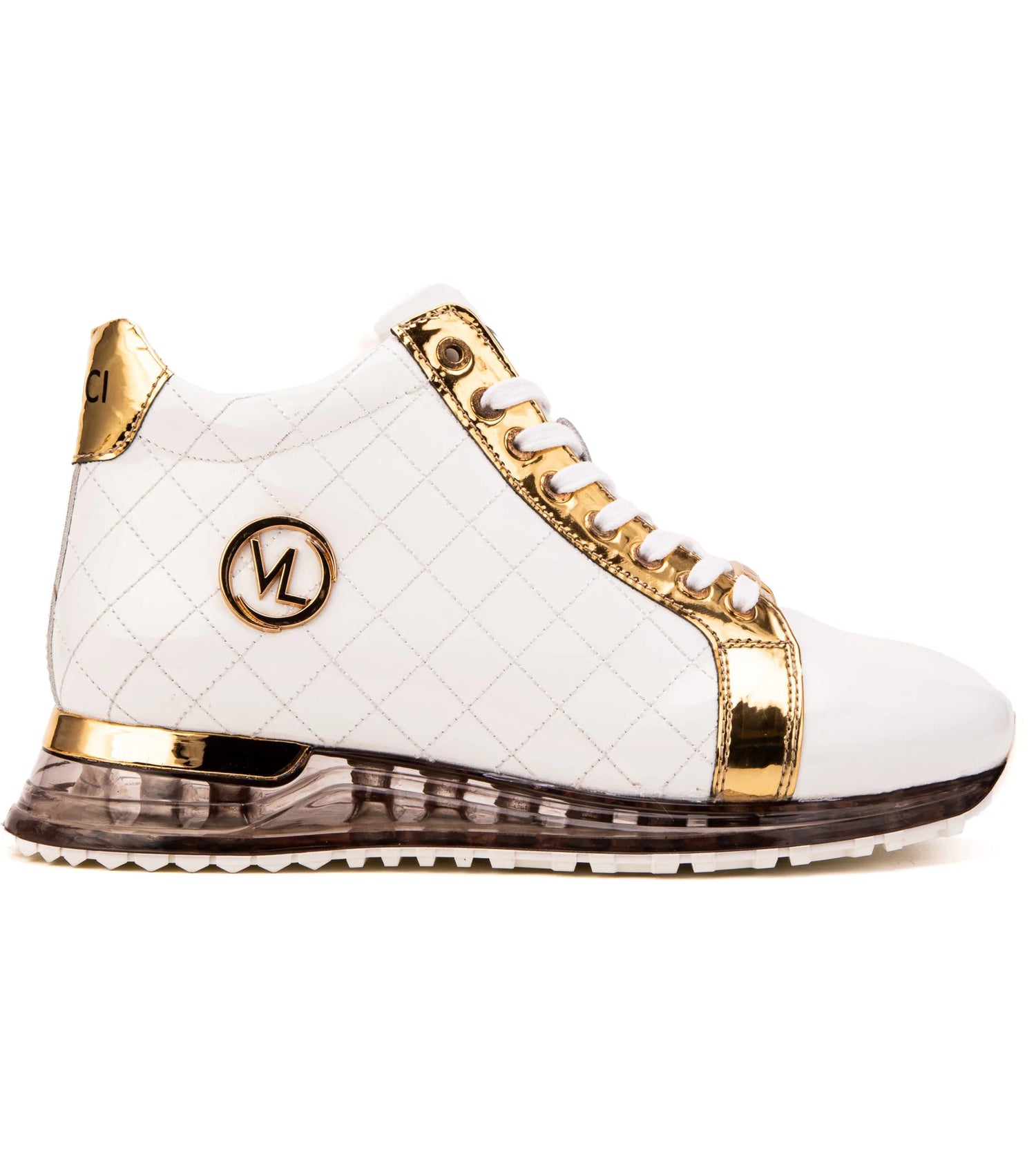 Vinci Leather The Prestige Limited Edition High-Top Sneaker White & Gold