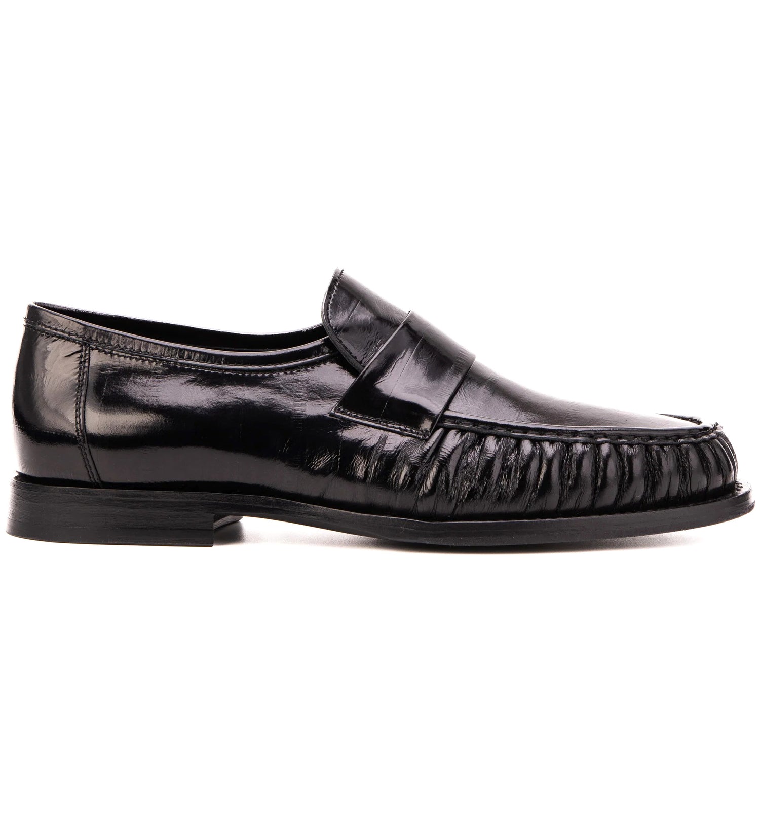 Vinci Leather The Serafino Printed Leather Penny Leather Loafer Black