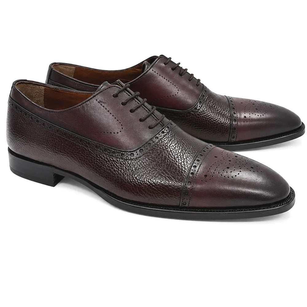 Corrente P0025-2228 Deerskin Cap Toe Oxford Burgundy