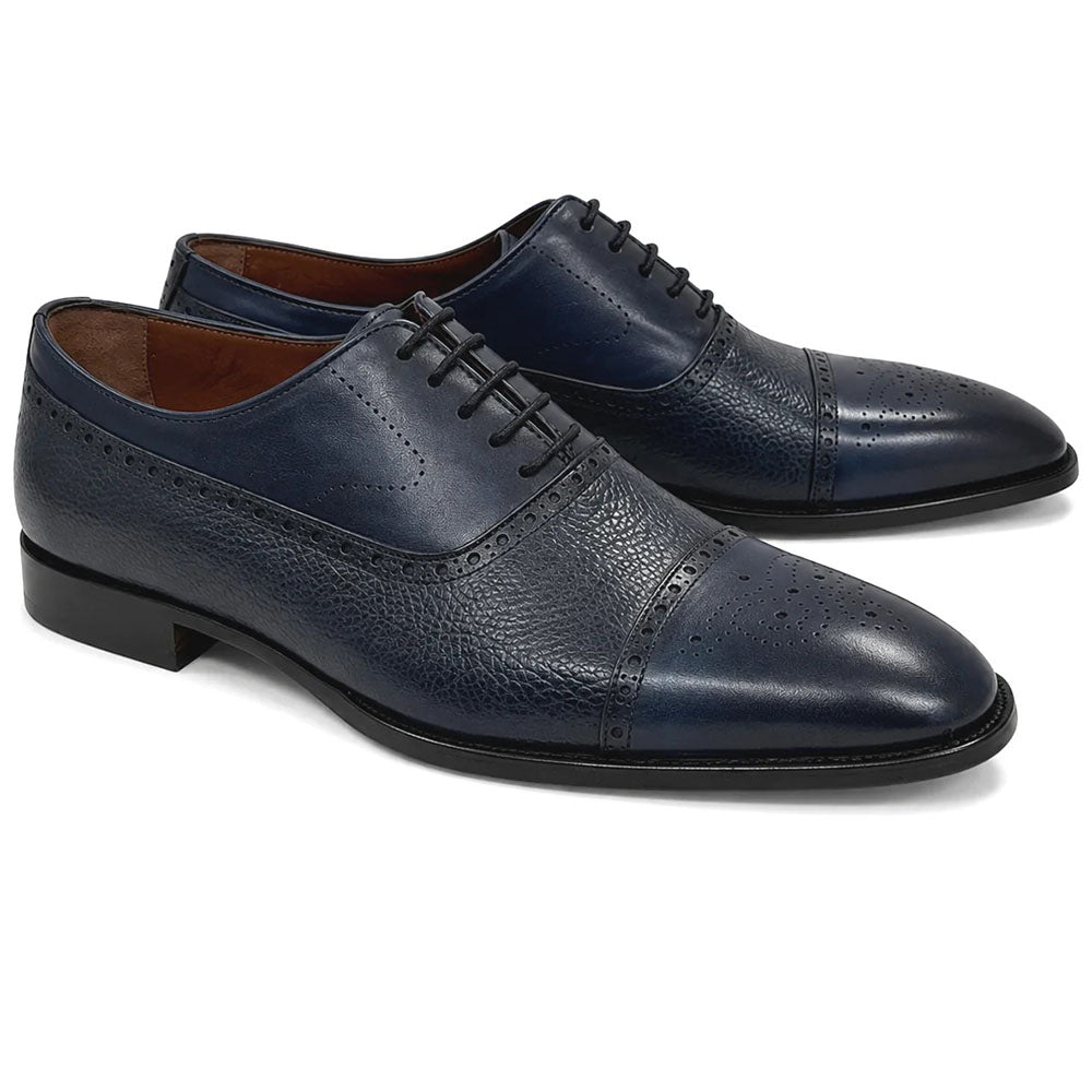 Corrente P0024-2228 Deerskin Cap Toe Oxford Navy