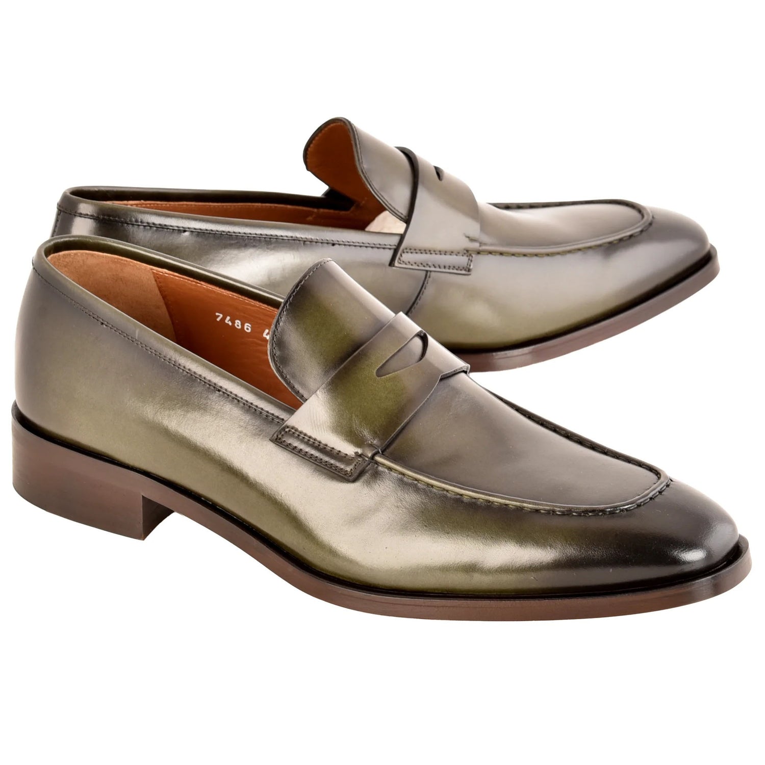 Corrente C0102-7486 Lux Leather Penny Loafer Green
