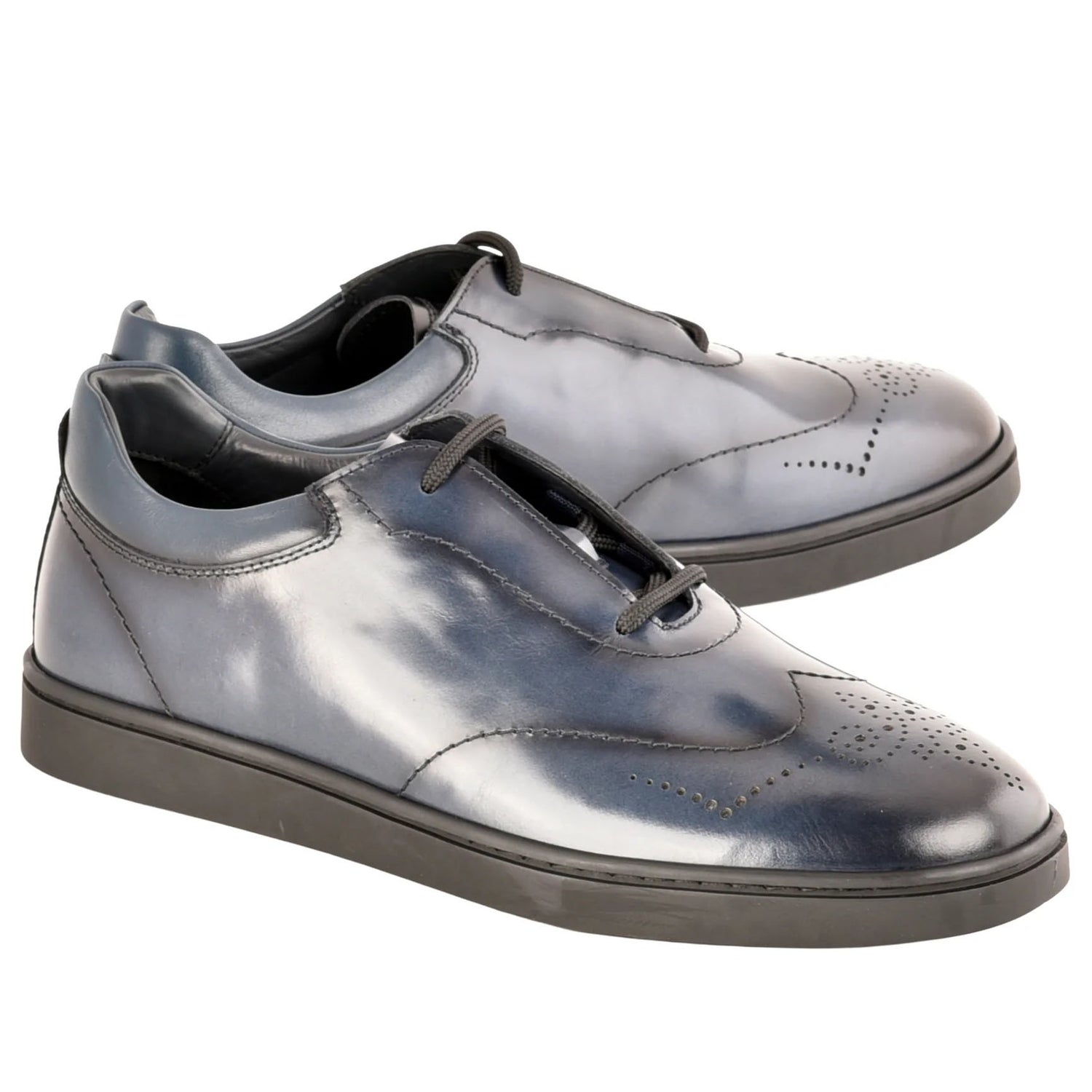 Corrente C0116-8363 Lux Leather Wingtip Sneakers Navy