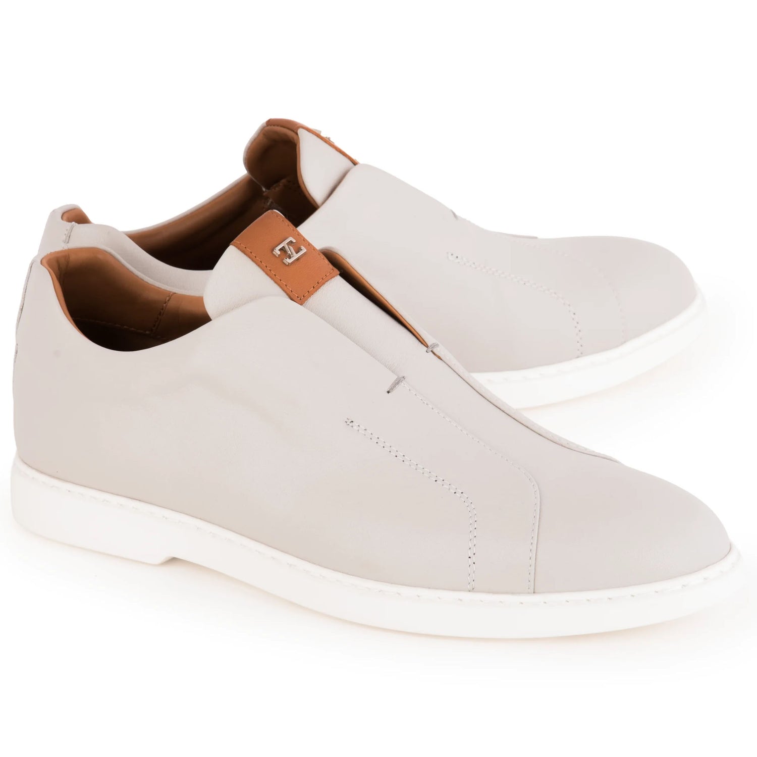 Corrente C0119-8651 Dress Casual Leather Slip-On Sneaker Stone