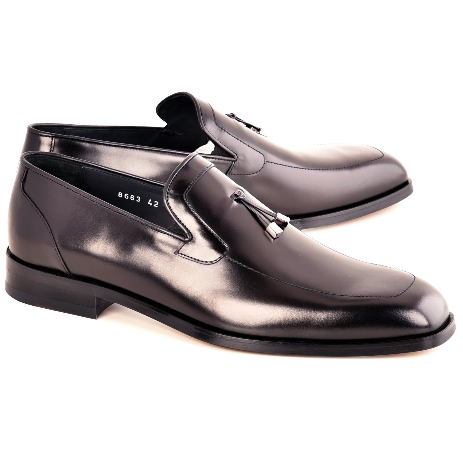 Corrente C0108-8663 Lux Leather Tassel Loafers Black
