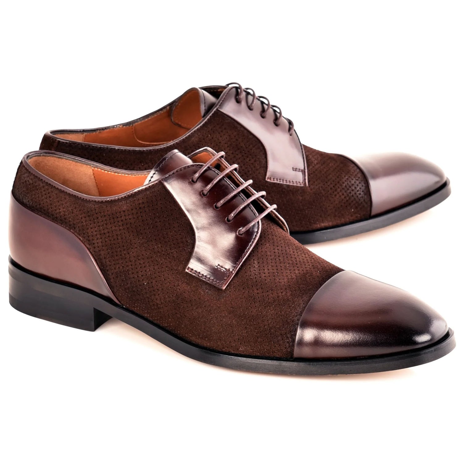 Corrente C0110-8665 Lux Leather & Suede Cap Toe Derby Dark Brown