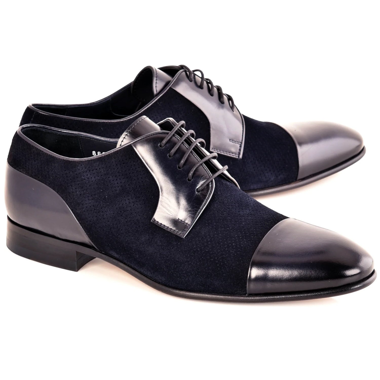 Corrente C0111-8665 Lux Leather & Suede Cap Toe Derby Navy