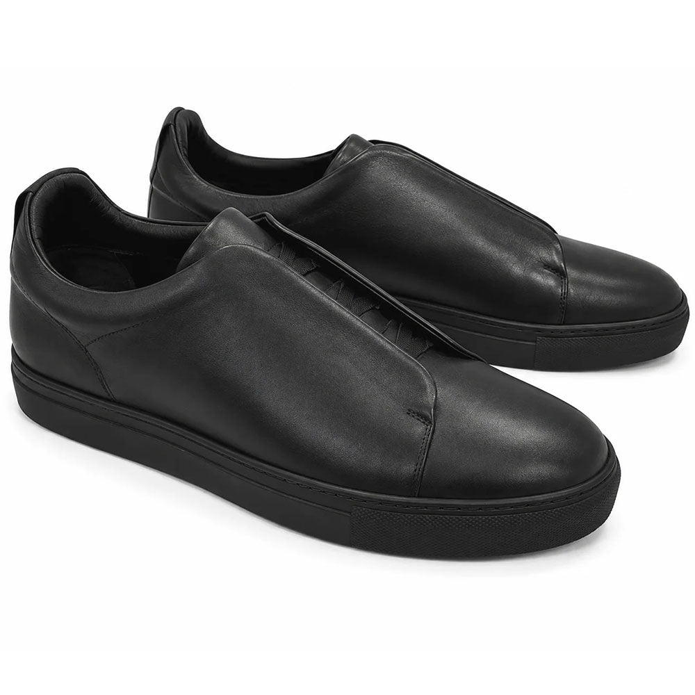 Corrente P01011 Z Sport Leather Slip-On Sneaker Black