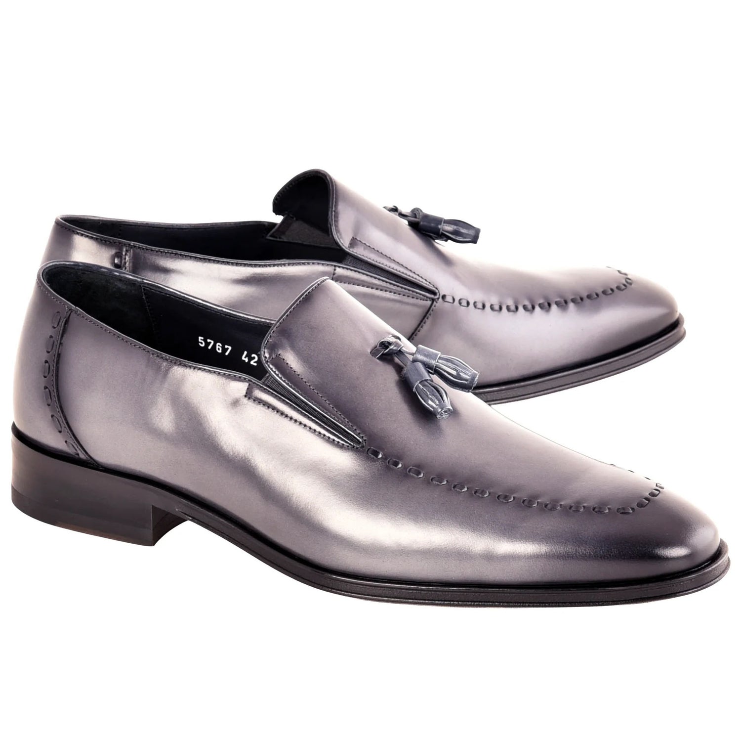 Corrente C099-5767 Lux Leather Tassel Loafers Grey