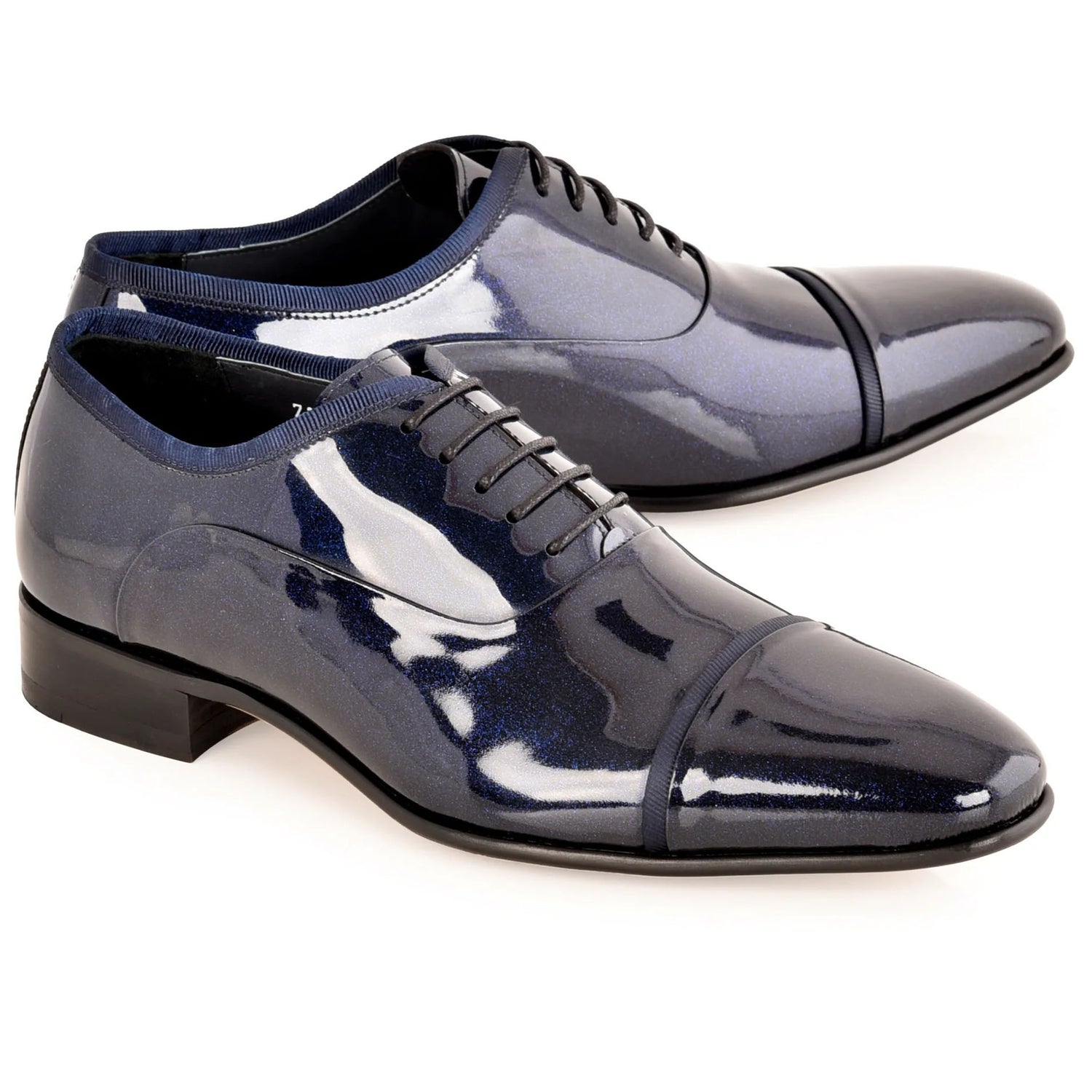 Corrente C0001100-7368P Patent Leather Cap Toe Oxford Navy