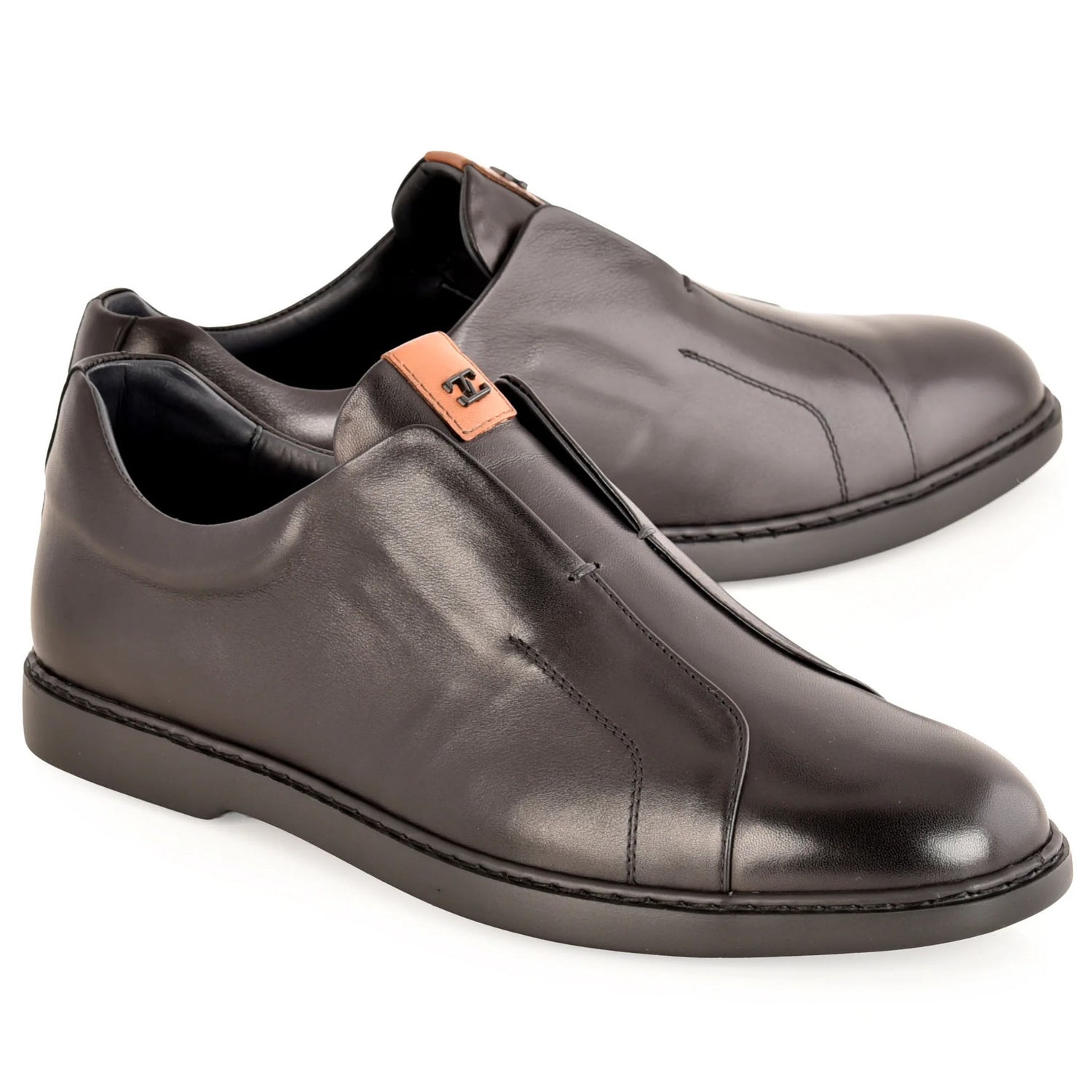 Corrente C0117-8651 Dress Casual Leather Slip-On Sneaker Black