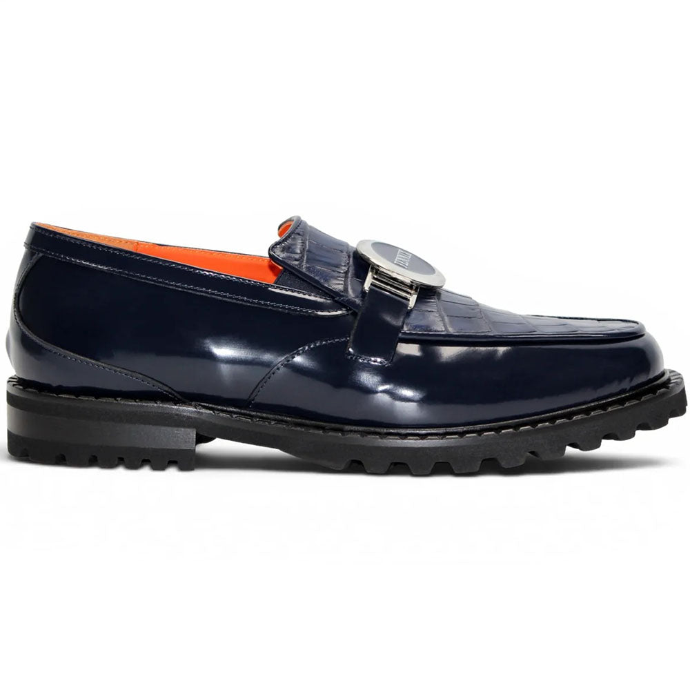 Fennix Brant Genuine Alligator & Calfskin Bit Loafer Navy