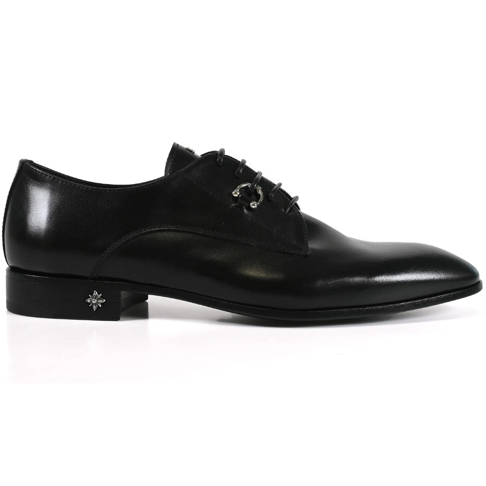 John Richmond Plain Toe Leather Derby Black