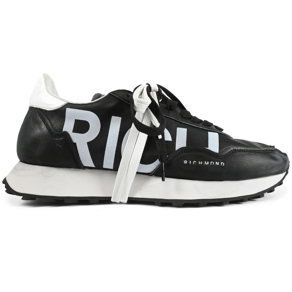 John Richmond Nappa Leather & Suede Sneaker Black / White