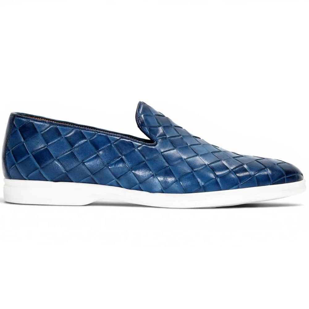 Duca by Matiste Rivoli Hand-Finished Woven Leather Loafer Ocean Blue