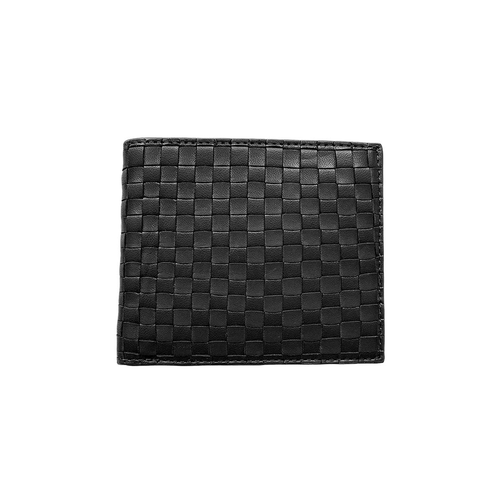 Robert Zur Maitland Woven True Glove Leather Bifold Wallet Black