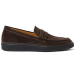 View product image 1: Aquatalia Bucarest Suede Penny Loafer Dark Brown