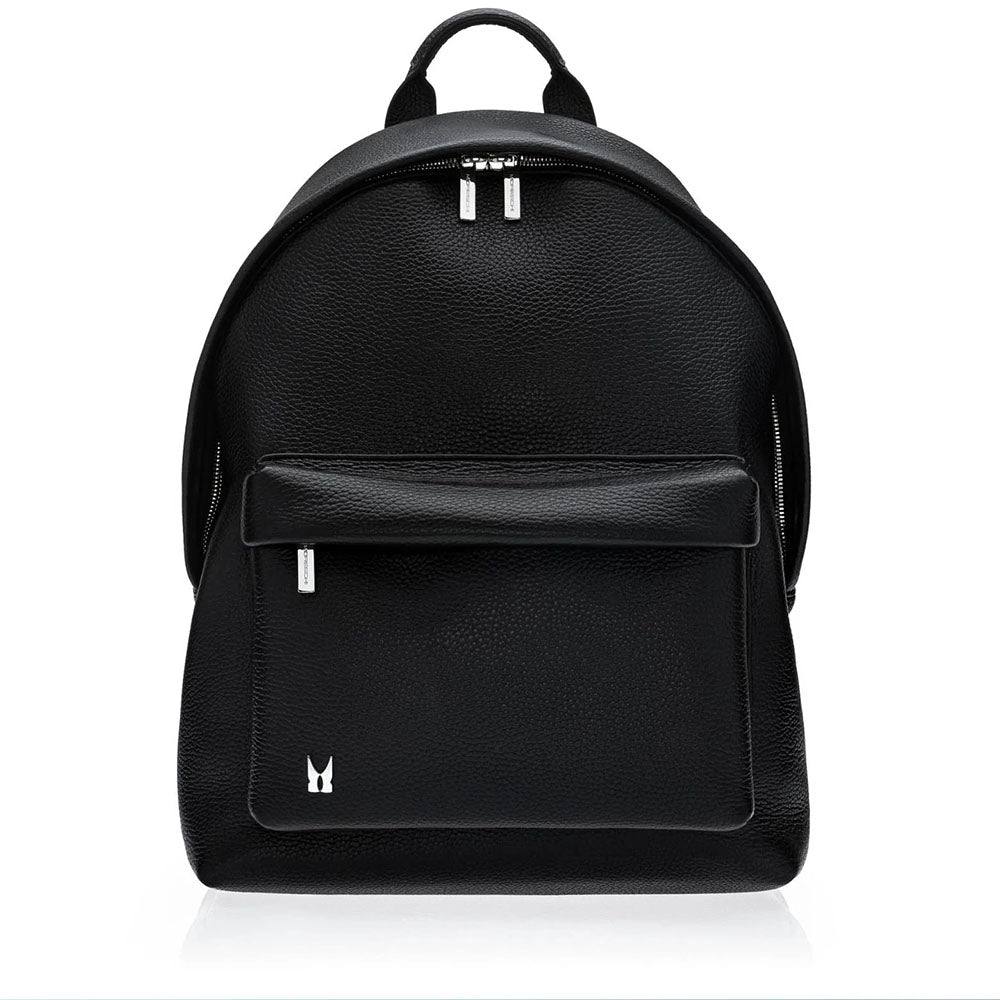 Moreschi Adamello Pebble Grain Leather Backpack Black
