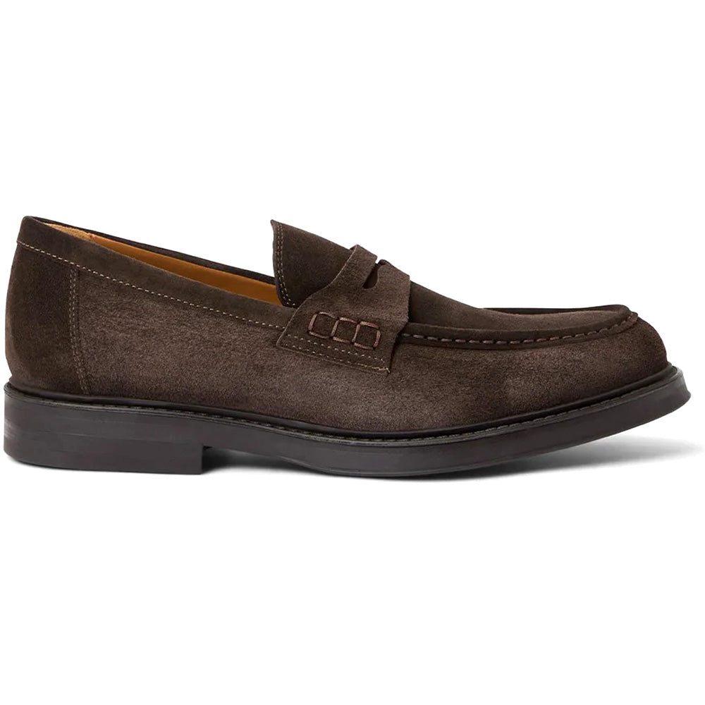 Aquatalia Bergamo Suede Penny Loafer Dark Brown
