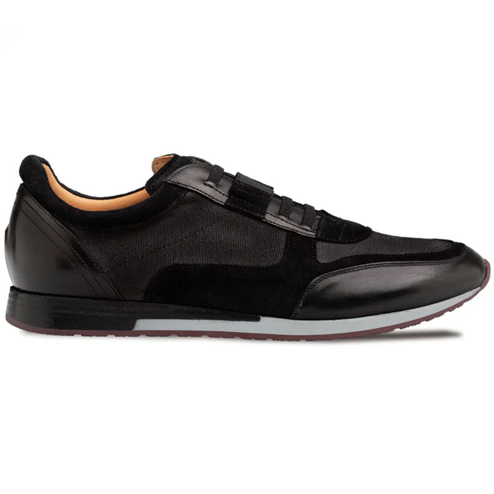 Mezlan Riumar Suede & Linen Slip-On Sneaker Black (21882)