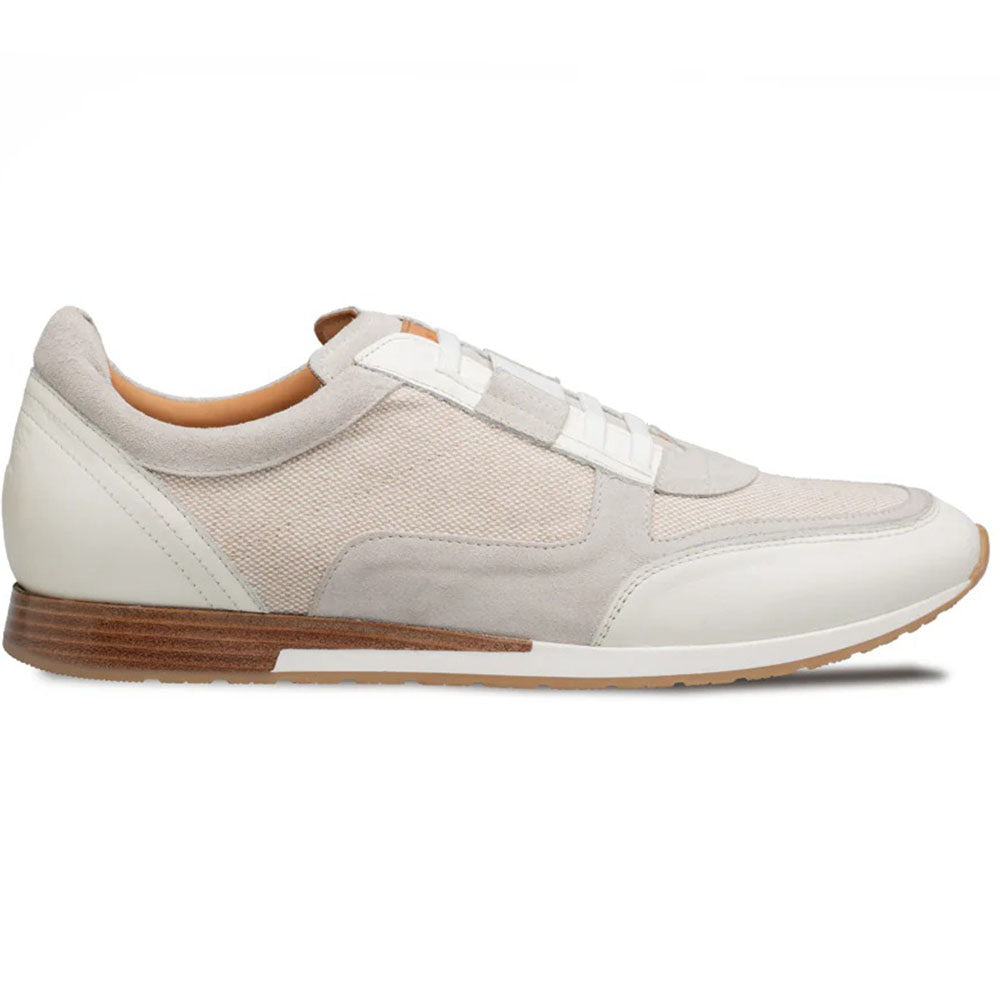 Mezlan Riumar Suede & Linen Slip-On Sneaker Bone (21882)