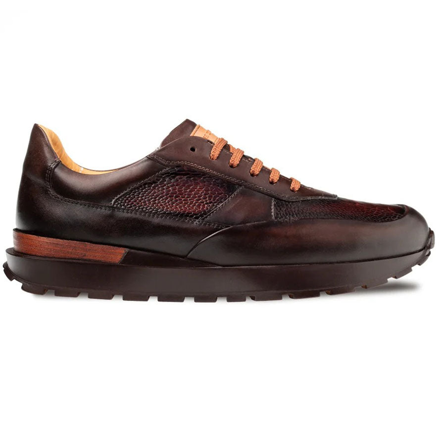 Mezlan Arkley Calf & Ostrich Paw Sneaker Medium Dark Brown / Rugger (50364-P)