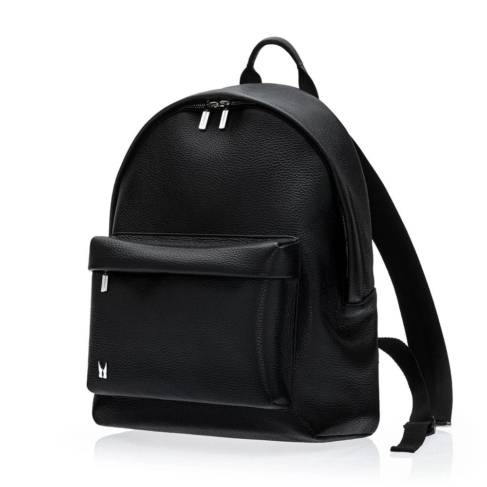 Moreschi Adamello Pebble Grain Leather Backpack Black