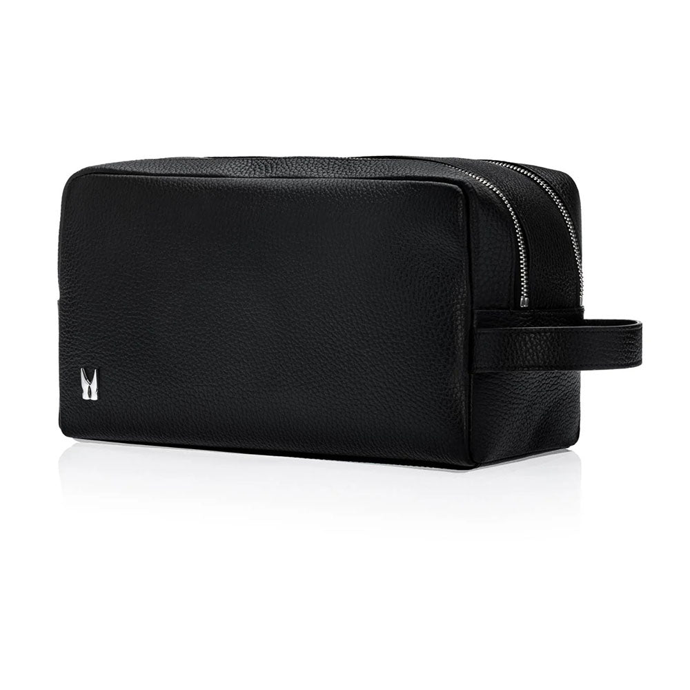 Moreschi Monoviso Pebble Grain Leather Toiletry Bag Black