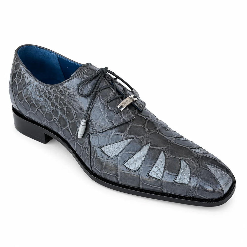 Belvedere Simone Two-Tone Genuine American Alligator Derby Gray / Light Gray (R110)
