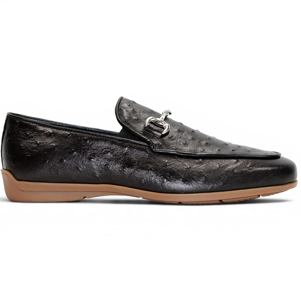 Duca by Matiste Cortona Embossed Ostrich Leather Bit Loafer Black