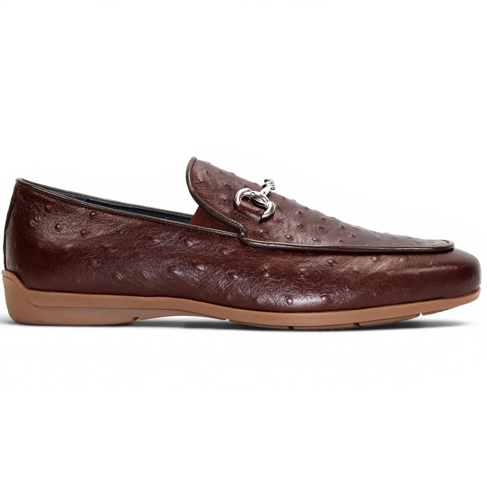 Duca by Matiste Cortona Embossed Ostrich Leather Bit Loafer Brown