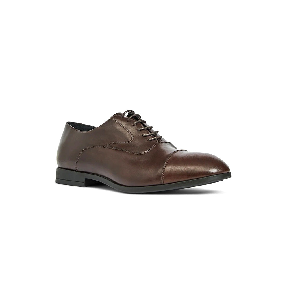 Aquatalia Centro Calfskin Leather Cap Toe Oxford Dark Brown