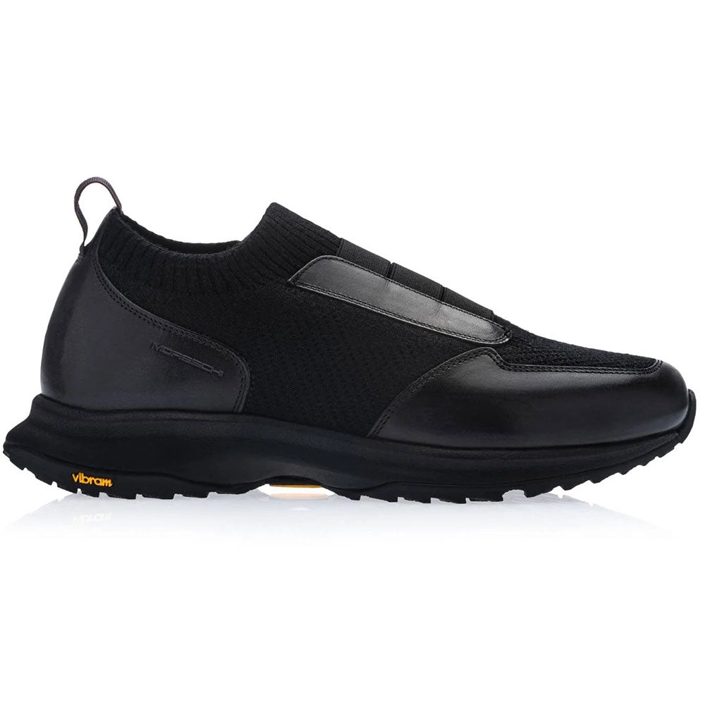 Moreschi Hangar Calfskin & Wool Slip-On Sneakers Black