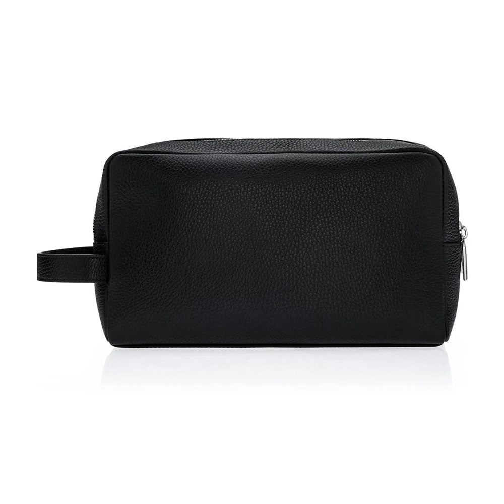 Moreschi Monoviso Pebble Grain Leather Toiletry Bag Black