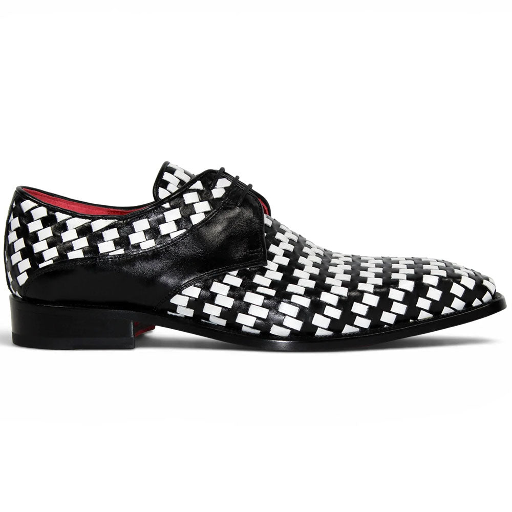 Emilio Franco Augusto Woven Leather Spectator Derby Black / White