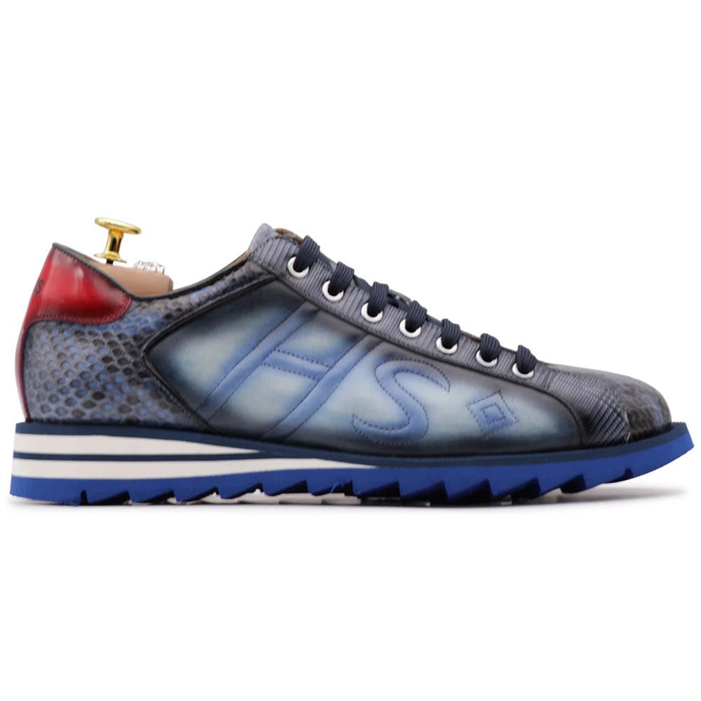 Harris Firenze 1913 Genuine Python & Suede Sneakers Blue