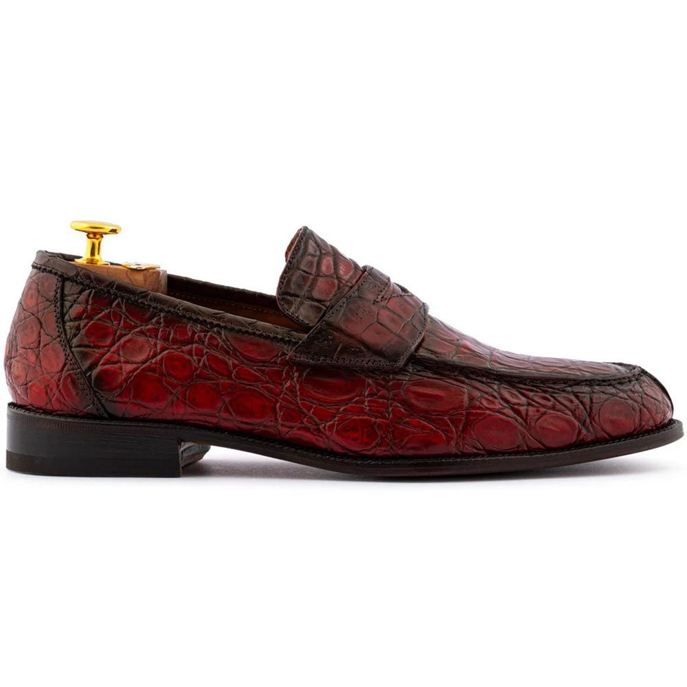 Harris Firenze 1913 Hand-Painted Genuine Alligator Moccasin Red