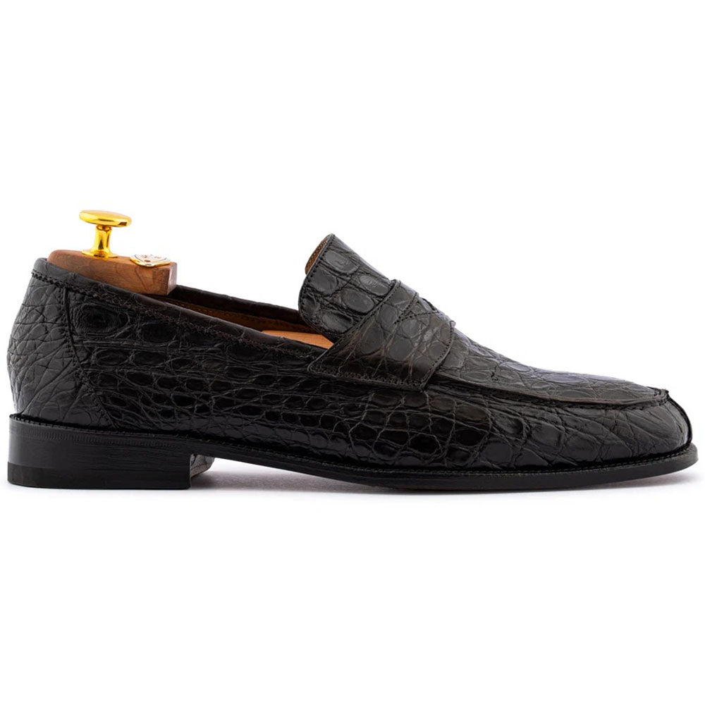 Harris Firenze 1913 Hand-Painted Genuine Alligator Moccasin Dark Brown
