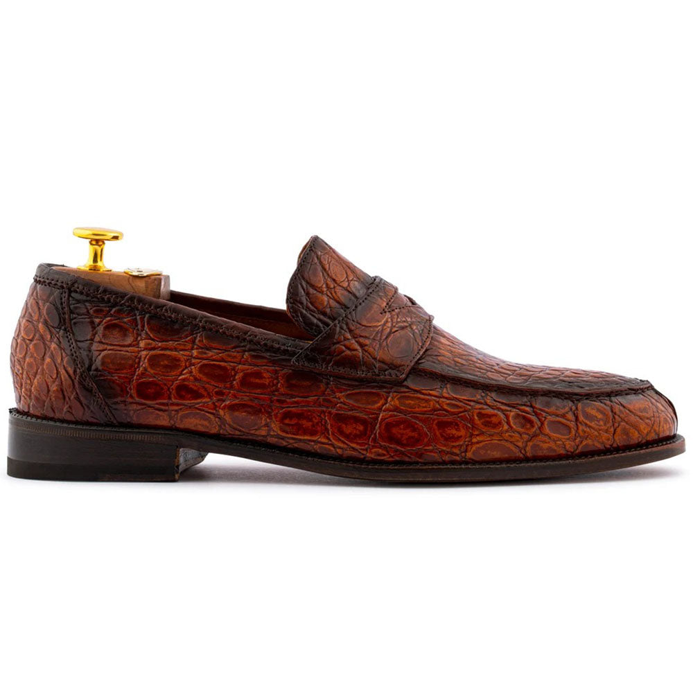 Harris Firenze 1913 Hand-Painted Genuine Alligator Moccasin Brown