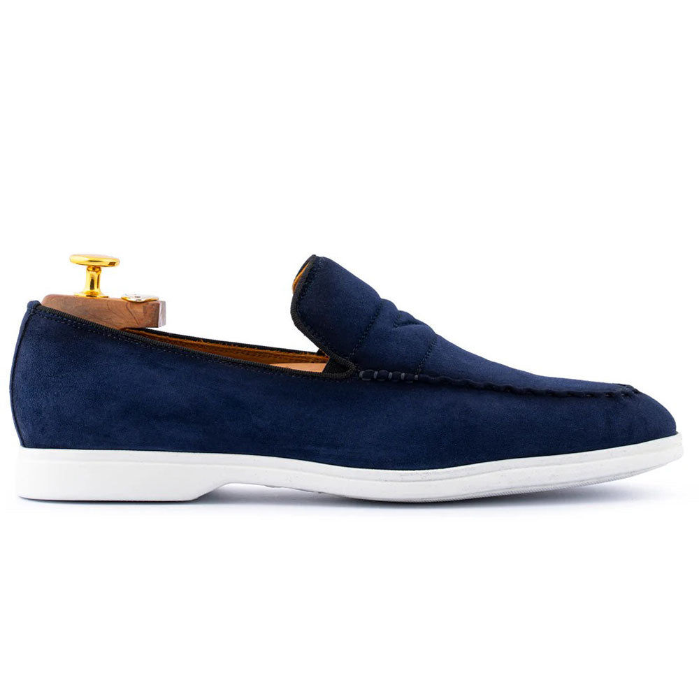 Harris Firenze 1913 Hand-Stitched Suede Penny Moccasin Blue