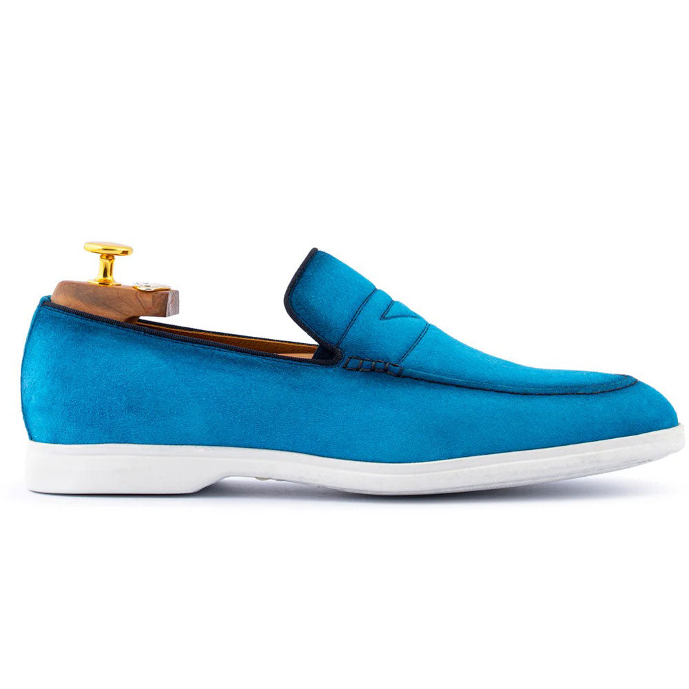 Harris Firenze 1913 Suede Penny Moccasin Sky Blue