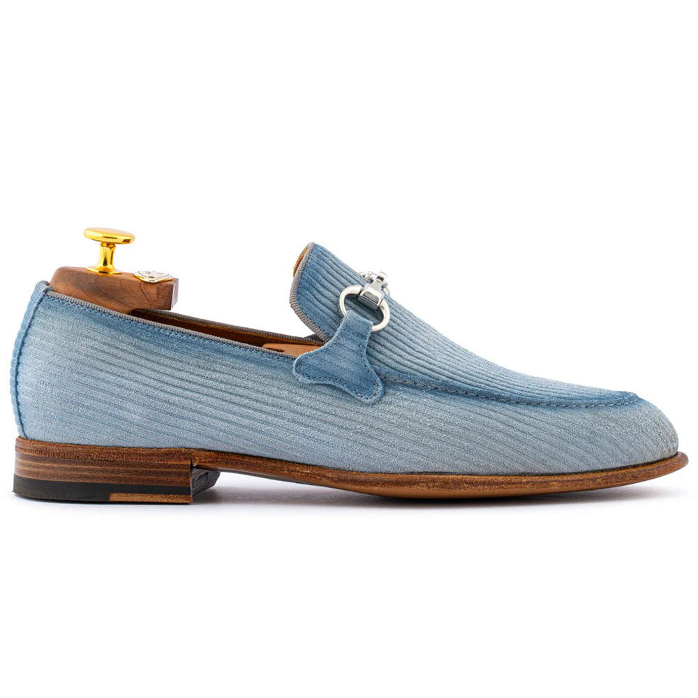 Harris Firenze 1913 Striped Suede Bit Loafer Celeste
