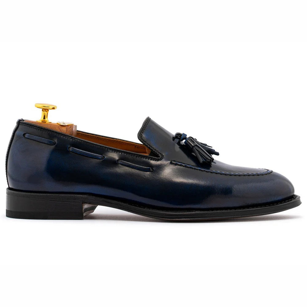 Harris Firenze 1913 Polished Leather Tassel Moccasin Blue